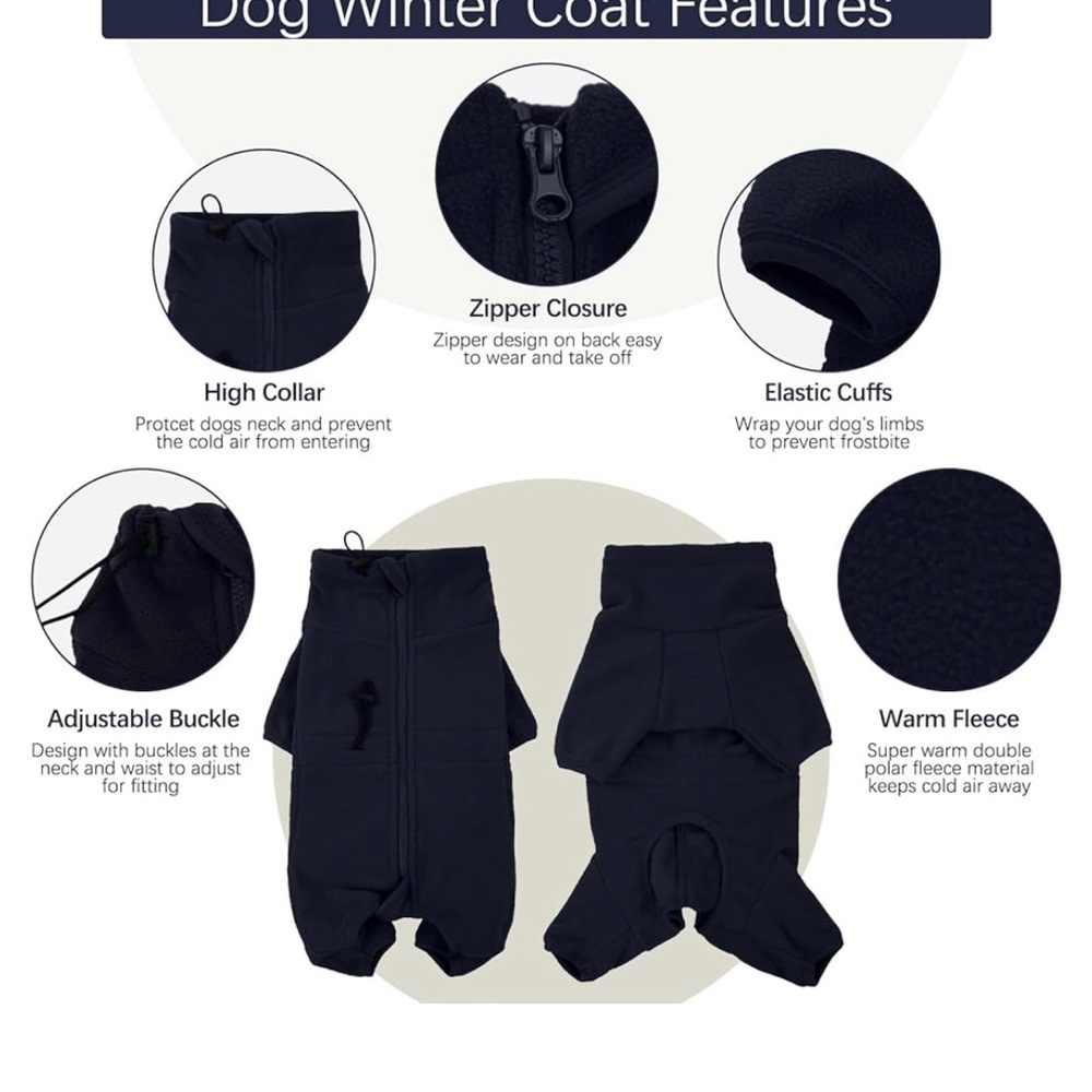 Polar fleece full body jacket for dog - Picture 4 of 7